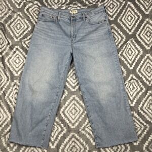 Madewell Jeans Sz 32 Perfect Vintage Wide-Leg Crop Ankle Fray Denim W37" L25.5"